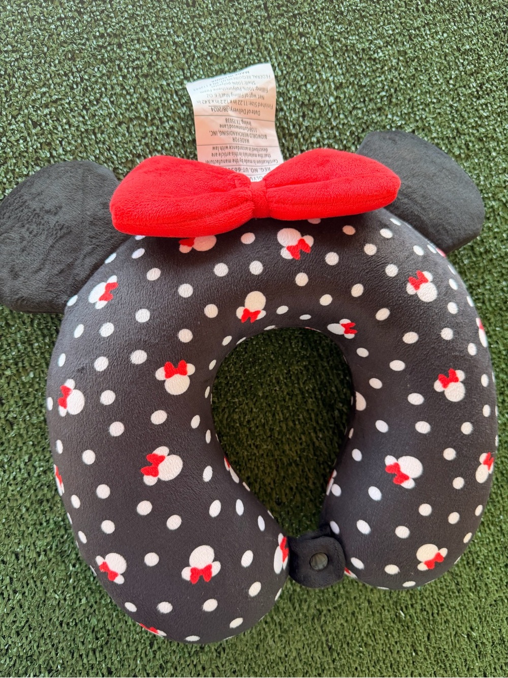 Disney Minnie Mouse Black, White & Red Polka Dot Travel Neck Pillow